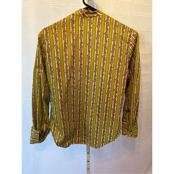 Vintage It’s Majestic union made ILGWU green white floral blouse sm/m - Picture 8 of 16